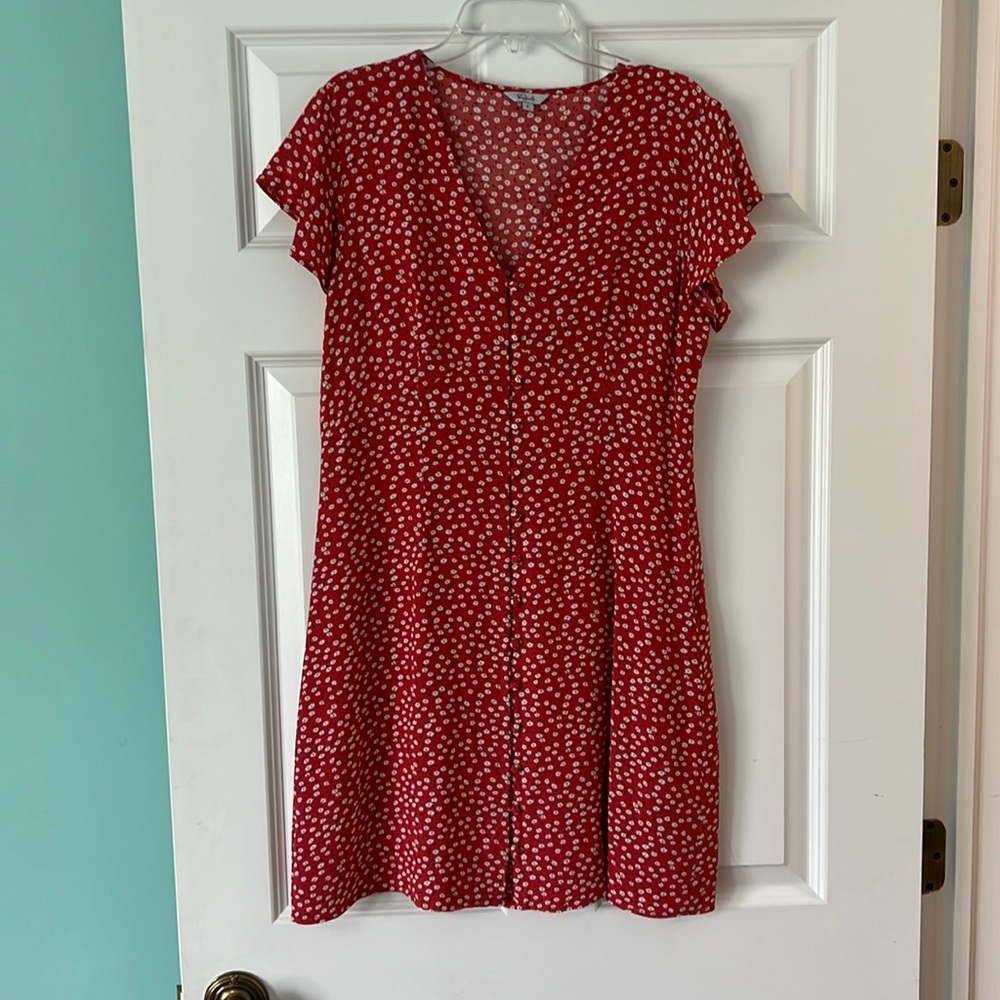 Rails button front short sleeve printed dress size small